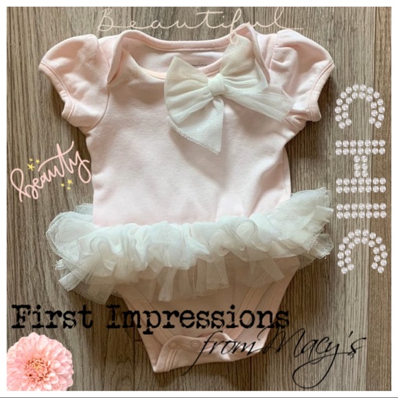 First Impressions Other - First Impressions Macys Baby Pink Tutu bow onesie